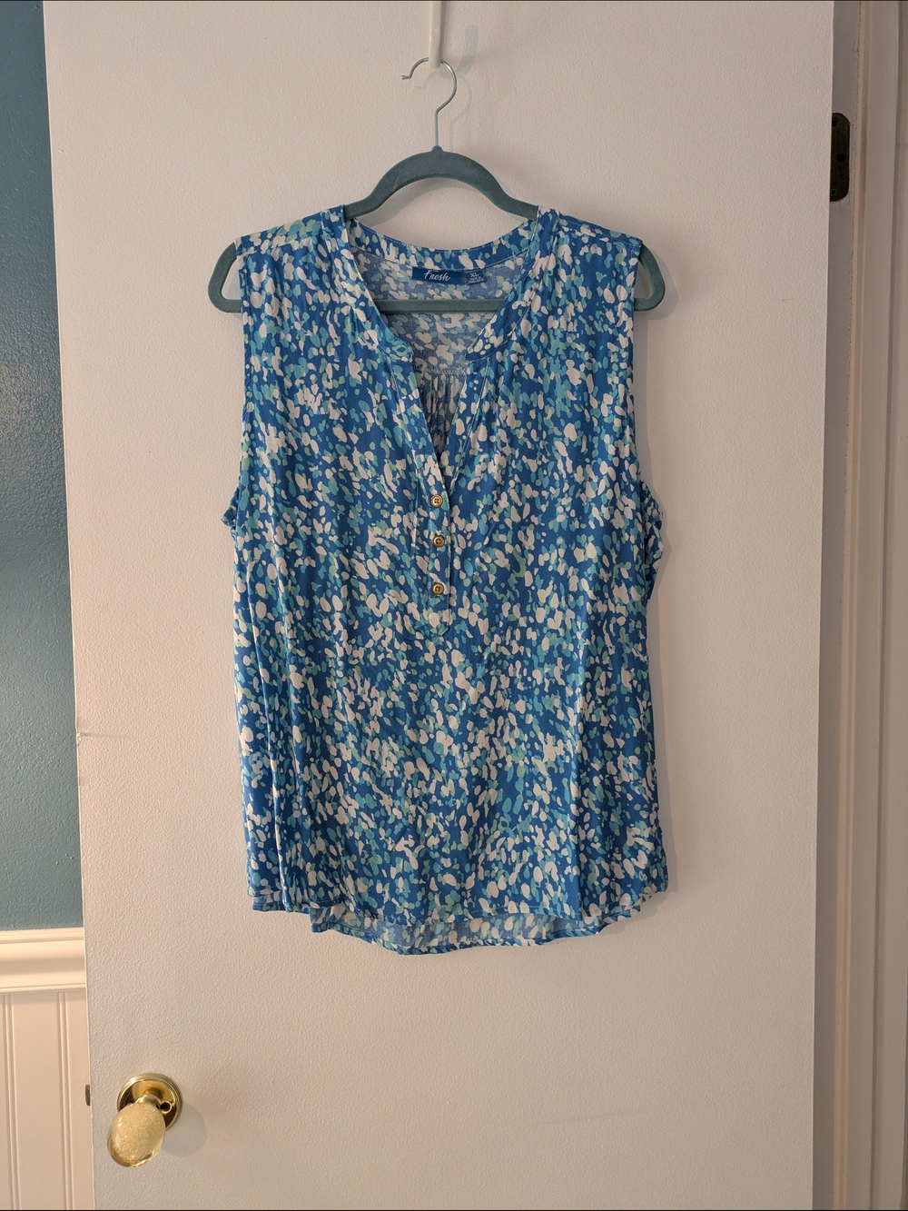 Fresh Blue Floral Sleeveless Top